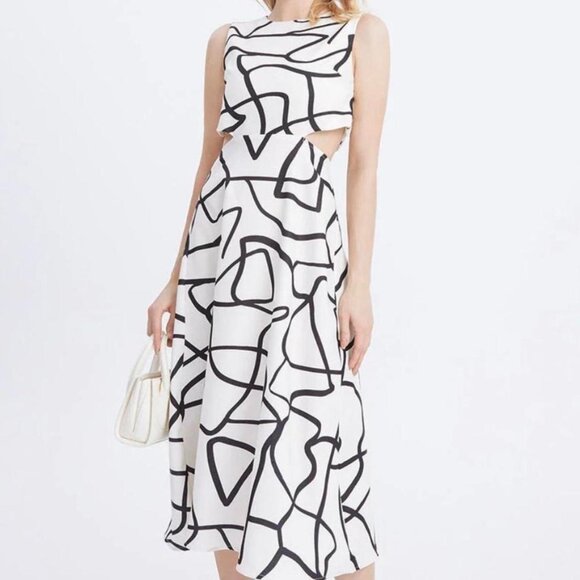 7 Abstract Graffiti Print Cut Out Sleeveless Dress - Picture 1 of 4